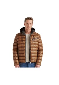 MILESTONE® - Herren Lederjacke Steppjacke Lammnappa Kapuze cognac - cognac