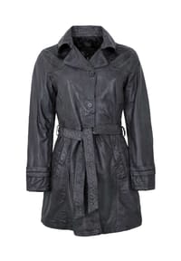 MADDOX - Damen Trenchcoat Ledermantel Mantel Lammnappa schwarz - anthrazit
