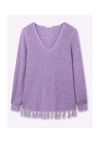 sheego - V-Ausschnitt-Pullover - lavendel-meliert