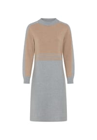 olsen - Strickkleid mit Panneaux-Dessin und Rollkragen - Pearl Grey Melange
