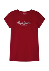 Pepe Jeans Mädchen T-Shirt - HANA GLITTER, Baumwolle, Rundhals, Kurzarm, Glitzer, Logo, einfarbig Bild 1