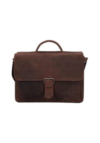 PLEVIER® Retro - Retro Newton Aktentasche Leder 41 cm Laptopfach - dunkelbraun