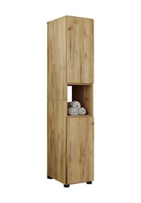 VCM. - Holz Badezimmerschrank | Badmöbel | Stand Badregal | Hochschrank | Maße ca. H. 153 x B. 31 x T. 30 cm - Flandu - Anthrazit / Honig-Eiche