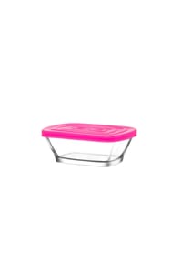 COFI - LAV Defne Aufbewahrungsbehälter 2-tlg mit Deckel, 375 ml - Vielseitig - Transparent/Pink 12 x 9 x 5 cm