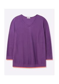 sheego - V-Ausschnitt-Pullover - lila-orange
