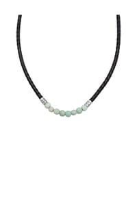 KUZZOÍ - Halskette Lederkette Glas Beads 925 Silber - Grün