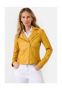 RICANO - Damen Lederjacke, Bikerjacke mit Reverskragen aus Lamm Leder - Cognac