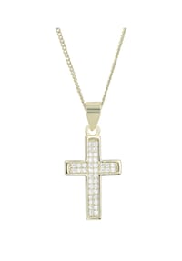 Adelia's Cross Collection - Anhänger – Kreuz Kreuzanhänger aus 925 Silber mit Zirkonia - gold