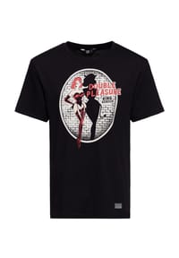 KING KEROSIN - Print-Shirt Pin-up-Print mit Schatten-Silhouette Double Pleasure - schwarz