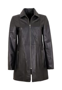 MADDOX - Damen Ledermantel Longjacke Lammnappa schwarz - schwarz