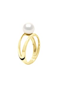 Pearls & Colors - Ring, Gelbgold mit Süßwasser-Zuchtperle, 8-9 mm - Gelbgold/Weiß
