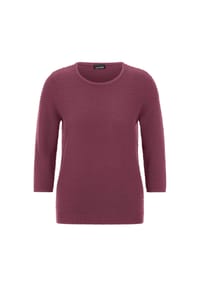 GOLDNER - Kurzgröße:  Halbarm Baumwollpullover mit Struktur - bordeaux