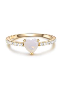 GLANZSTÜCKE MÜNCHEN - Damen Ring aus 925/- Sterling Silber in Gelbgold mit Mondstein (synth.) - gelbgold