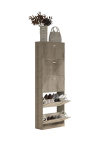 VCM. - Holz Schuhschrank | Maße: H. 170 x B. 59 x T. 22 cm | 5 Klappen - Sipos XL - Honig-Eiche