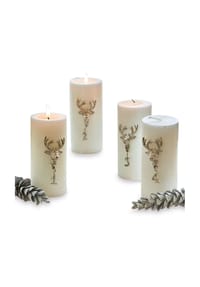 LOBERON Kerzen - Deko-Pin 4er Set Charre silber - silber