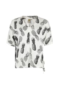 ROADSIGN® australia - Damen T-Shirt Soft Contrast mit Allover-Print, aus fließender Viskose, leichtes Tragegefühl, perfekt für Sommerlooks - weiss