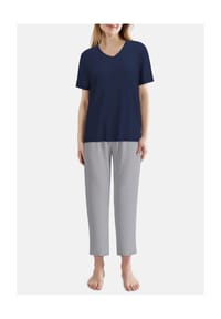 TOM TAILOR - Schlafanzug, V-Ausschnitt, für Damen - 635 BLAU-DUNKEL-A