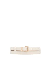 kazar - Schmaler minimalistischer Ledergürtel - Creme