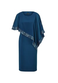 GOLDNER - Kurzgröße:  Kleid mit raffiniertem Chiffonüberwurf - mitternachtsblau