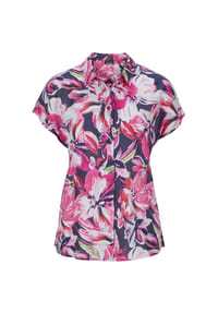 GOLDNER - Sommerliche Bluse mit Blumenmuster - pink / marine / gemustert