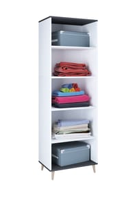 VCM. - Holz Regal | 5 Fächer | Maße: H. 240 x B. 70 x T. 39 cm | Schuhregal | Mehrzweckschrank | - Landos - Weiß / Anthrazit
