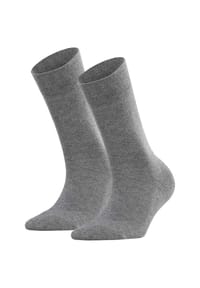 FALKE - Damen Socken 2er Pack - Sensitive London, Kurzsocken, einfarbig - Anthrazit