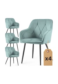 Akord - Diamante Gesteppte Esszimmerstühle aus Samt, 4er-Set - creme