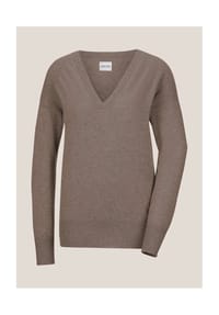 MADELEINE - Kaschmirpullover mit V-Ausschnitt - dunkeltaupe / melange