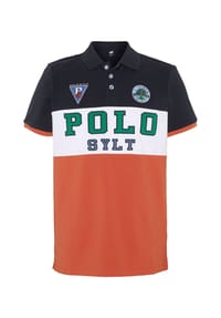 POLO SYLT - Polo in Colour-Block-Optik mit Patches - 2148 Orange/Dark Blue