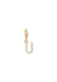 Thomas Sabo - Thomas Sabo Charm-Anhänger Buchstabe U mit weißen Steinen vergoldet 750 Gelbgold Vergoldung, 925 Sterlingsilber - gelbgoldfarben