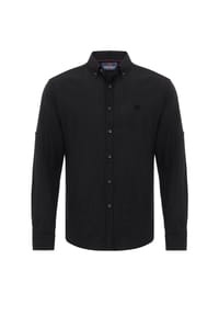 CIPO & BAXX® - Langarmhemd CH199 Baumwoll-Leinen Mix - BLACK