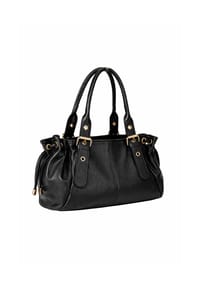 collezione alessandro® - Schultertasche Bergamo aus echtem Leder, Made in Italy - schwarz