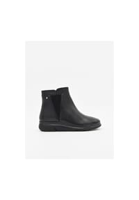 ROSA amada - Damen-Keilstiefeletten aus Leder, schwarz - schwarz