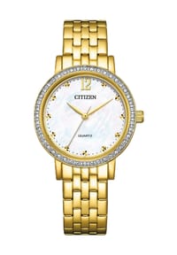 CITIZEN® ELEGANCE - Damen Armbanduhr "EL3102-50D", 8 Diamanten - GOLD