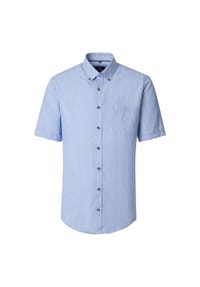 CASAMODA - Herren Leinenhemd kurzarm uni Casual Fit - Blau