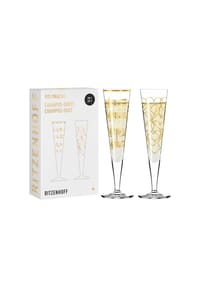 RITZENHOFF Champagnerglas-Set, 2-teilig Geschenkverpackung - GOLDNACHT - BUNT
