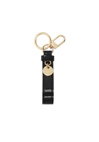 Kazar - Schlüsselanhänger aus schwarzem Lackleder mit goldenen Akzenten - Schwarz
