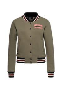 QUEEN KEROSIN - Collegejacke mit großer Rückenstickerei Beep Beep - olivgrün