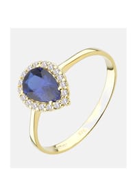 VANLERÉ - Cluster Ring, mit Saphir, 375 Gelbgold - gold