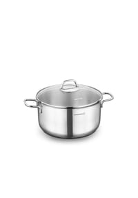 KORKMAZ - Korkmaz Perla Kochtopf aus hochwertigem 18/10-Edelstahl - 26 - Silber 26 x 13 cm