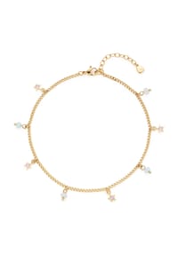 LEONARDO - Damen Fußkette "Juna Ciao", Edelstahl mit Amazonit-Perlen - GOLD