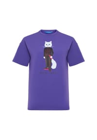 cat e lolette - Lila übergroßes T-Shirt Sportkatze - lila