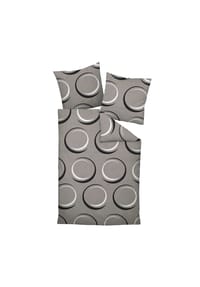 Janine® - Bettwäsche 2 teilig - J.D., Mako-Satin, Baumwolle mercerisiert, Seidenfinish, grafisches Muster - Taupe/Braun