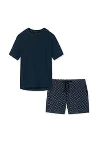 SCHIESSER - Schlafanzug Organic Cotton - Blau gepunktet / Creme
