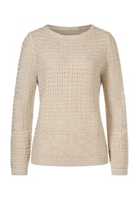 Sieh an! - Ajour-Pullover - apricot-ecru-meliert