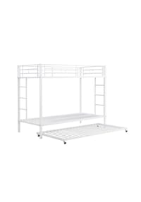 KOMHTOM - Etagenbett 140x200 cm mit Stauraumleiter und mit LED, Schwarz - Weiß