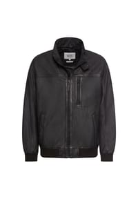 camel active - Lederjacke mit Stehkragen - Schwarz