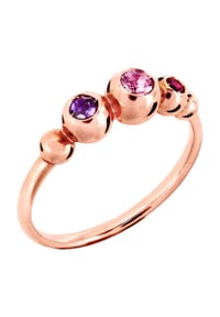 DoDo BOLLICINE - Damen Ring, 375er Gold mit 1 Saphir, 1 Rubin und 1 Amethyst - ROSÉGOLD