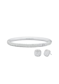 MICHAEL KORS PREMIUM - Michael Kors Damen-Armreif- und Ohrring-Set mit Pavé-Fassung, MKJ8618SET - SILBER