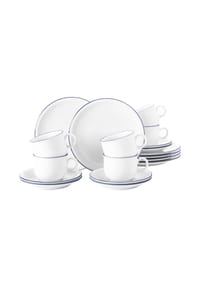 Seltmann Weiden Kaffeeservice Compact Blaurand 18er Set weiß-blau - COMPACT - weiß-blau
